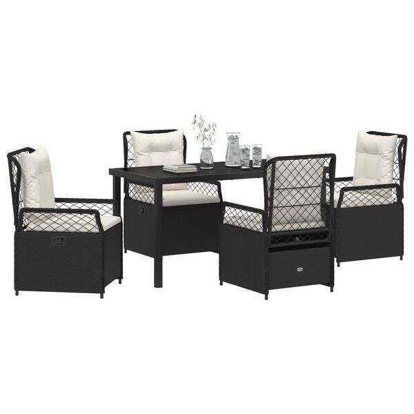 vidaXL Set da Pranzo per Giardino 5 pcs Nero polyrattan