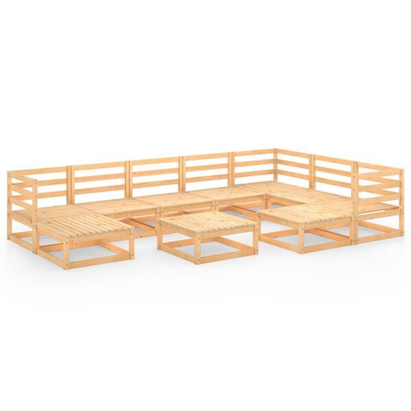 vidaXL Set Divani da Giardino 10 pz in Legno Massello di Pino