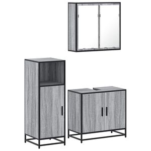 vidaXL Set Mobili da Bagno 3 pz Grigio Sonoma in Legno Multistrato