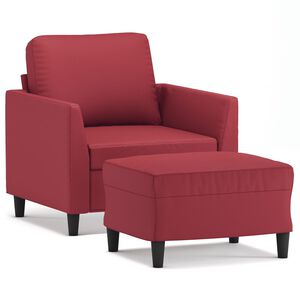 vidaXL Poltrona con Poggiapiedi Rosso Vino 60 cm in Similpelle