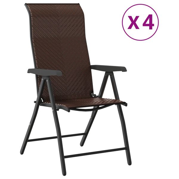 vidaXL Sedie Pieghevoli da Giardino 4 pz Marroni in Polyrattan