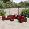 vidaXL Set Divani da Giardino 10pz con Cuscini in Polyrattan Marrone