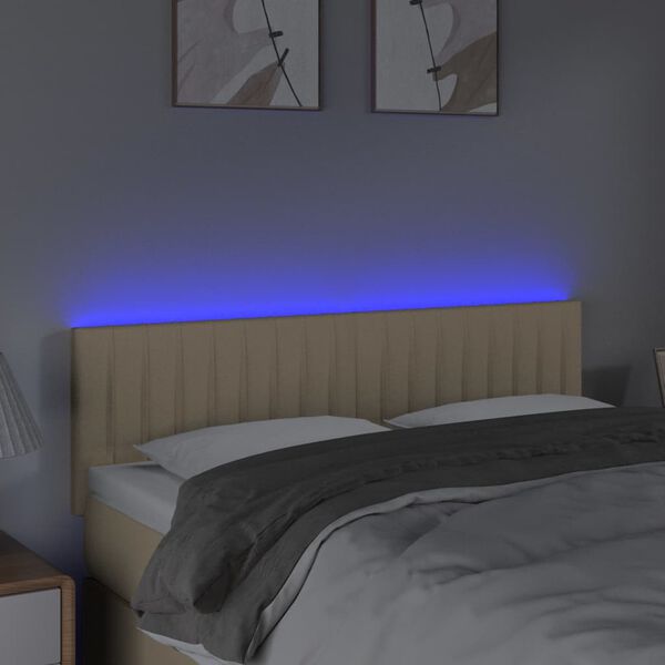 vidaXL Testiera a LED Crema 144x5x78/88 cm in Tessuto