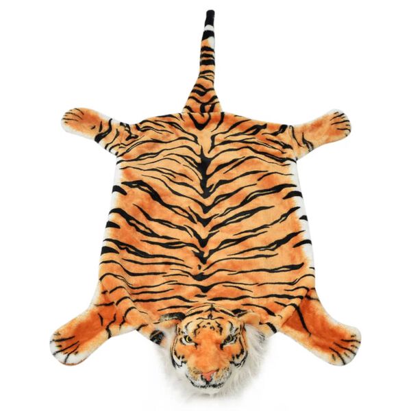 vidaXL Tappeto di Peluche a Forma di Tigre 144 cm Marrone