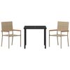 vidaXL Set da Pranzo per Giardino con cuscino 3 pcs Beige polyrattan