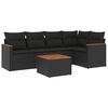 vidaXL Set Divano da Giardino 6 pz con Cuscini Nero in Polyrattan