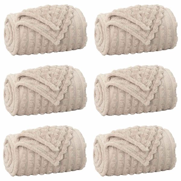 vidaXL Coperte da Pile 6 pcs Beige 270 x 240 cm Panno