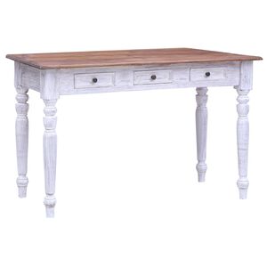vidaXL Scrivania con Cassetti Bianca 117x57x75 cm Massello di Mogano