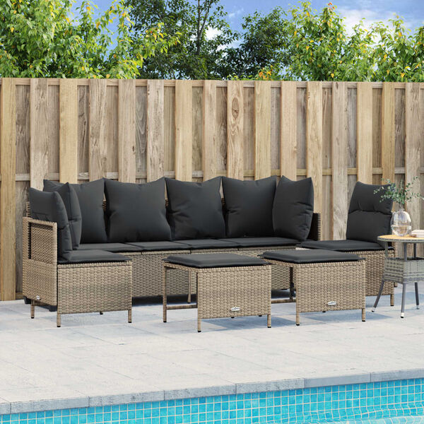 vidaXL Set Divano da Giardino 5pz con Cuscini Grigio Chiaro Polyrattan