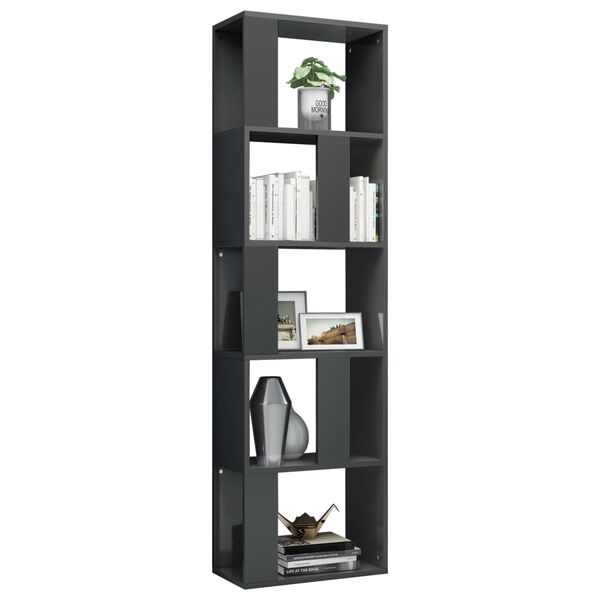 vidaXL Libreria/Divisorio Grigio Lucido 45x24x159 cm Legno Multistrato