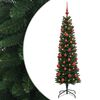 vidaXL Albero di Natale Artificiale Slim con Palline 120 cm 150 LED
