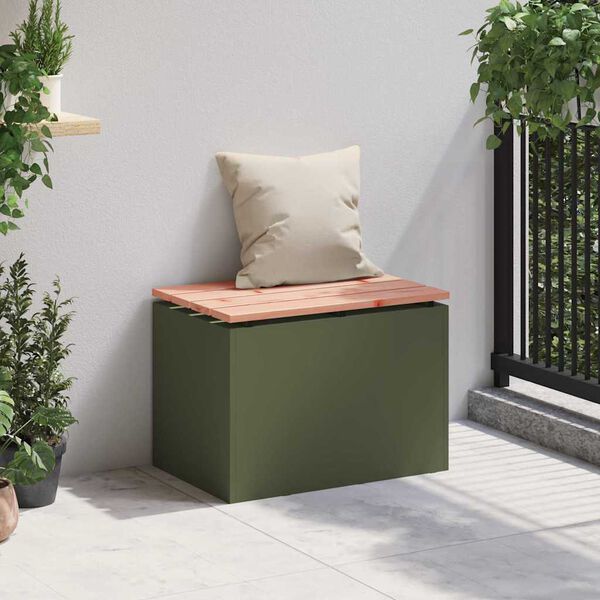 vidaXL Panchina da giardino Oliver verde 60 x 40 x 43 cm Acciaio