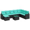vidaXL Set Divani da Giardino con Cuscini 8 pz Nero in Polyrattan