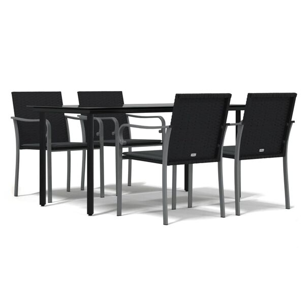 vidaXL Set Pranzo da Giardino 5pz con Cuscini in Polyrattan e Acciaio