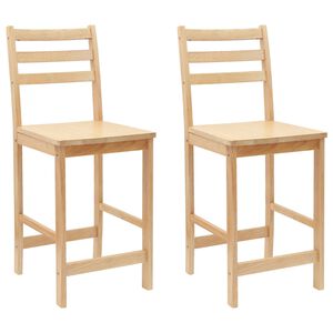 vidaXL Sedie da pranzo 2 pz Legno di gomma solido Naturale