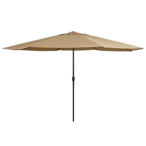vidaXL Ombrellone da Giardino con Palo in Metallo 390 cm Tortora