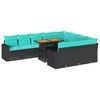 vidaXL Set Divani da Giardino 11 pz con Cuscini in Polyrattan Nero