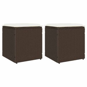 vidaXL Sgabelli Giardino con Cuscini 2pz Marrone 40x40x43cm Polyrattan