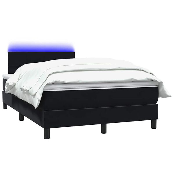 vidaXL Letto a Molle con Materasso e LED Nero 120x220 cm in Velluto