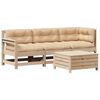 vidaXL Set Divani da Giardino 4 pz con Cuscini Legno Massello di Pino