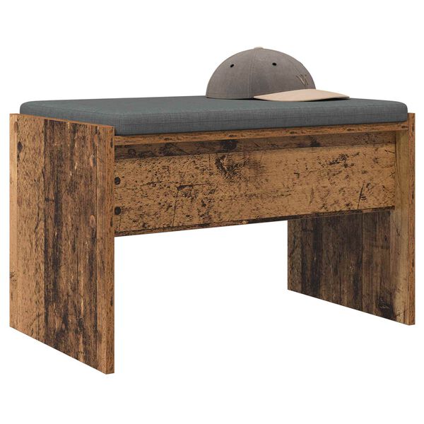 vidaXL Panca per ingresso con cuscino Legno vecchio 63 x 38 x 40 cm