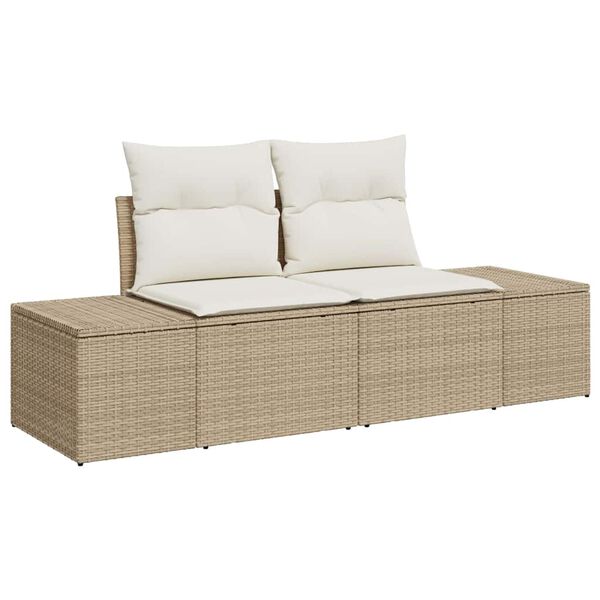 vidaXL Set Divano da Giardino con cuscino 7 pcs Beige polyrattan