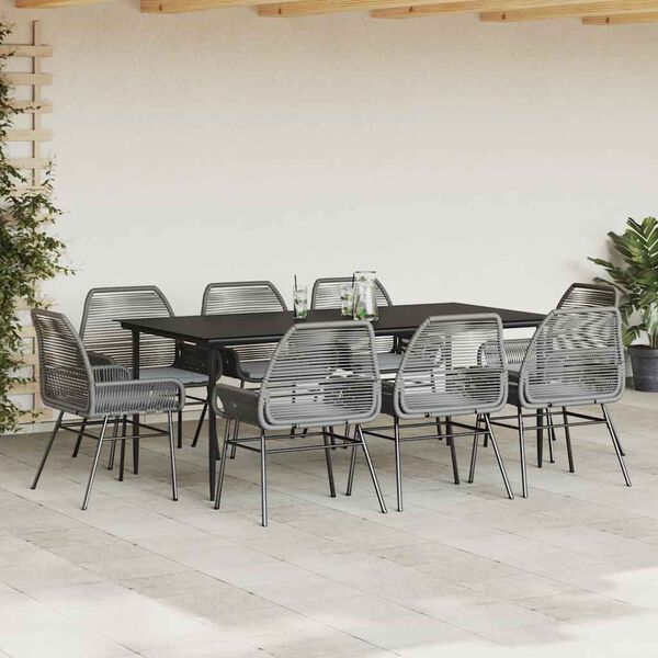 vidaXL Set da Pranzo da Giardino 9 pz con Cuscini Polyrattan Vetro