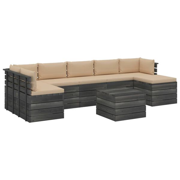 vidaXL Set Divani da Giardino su Pallet 8 pz con Cuscini Massello Pino