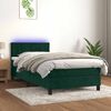 vidaXL Letto a Molle con Materasso e LED Verde Scuro 90x190 cm Velluto