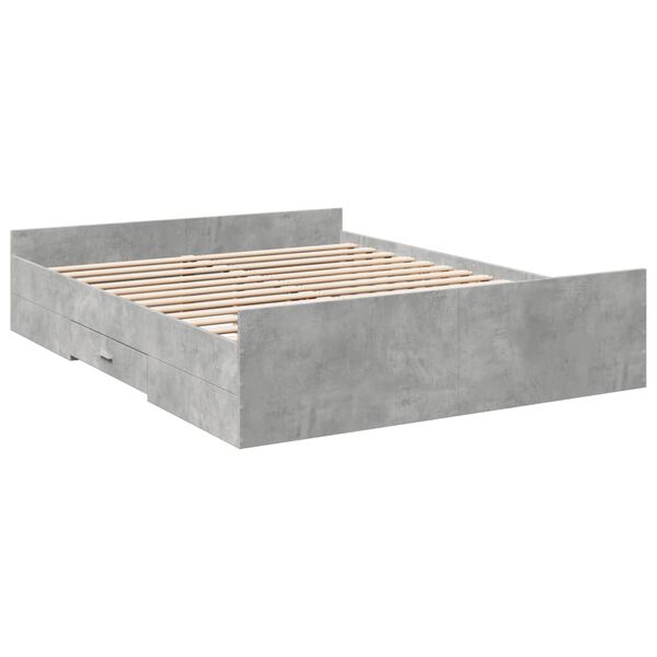 vidaXL Giroletto Cassetti Grigio Cemento 150x200 cm Legno Multistrato
