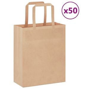 vidaXL Sacchetti di Carta 50 pz con Manici Marrone 18x8x22 cm
