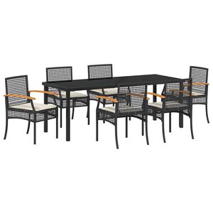 vidaXL Set da Pranzo per Giardino 7 pz Nero Rattan