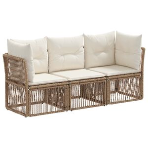 vidaXL Set Divano da Giardino 3 pz Beige polyrattan