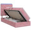 vidaXL Letto con contenitore LED e materasso Rosa 90 x 200 cm Velluto