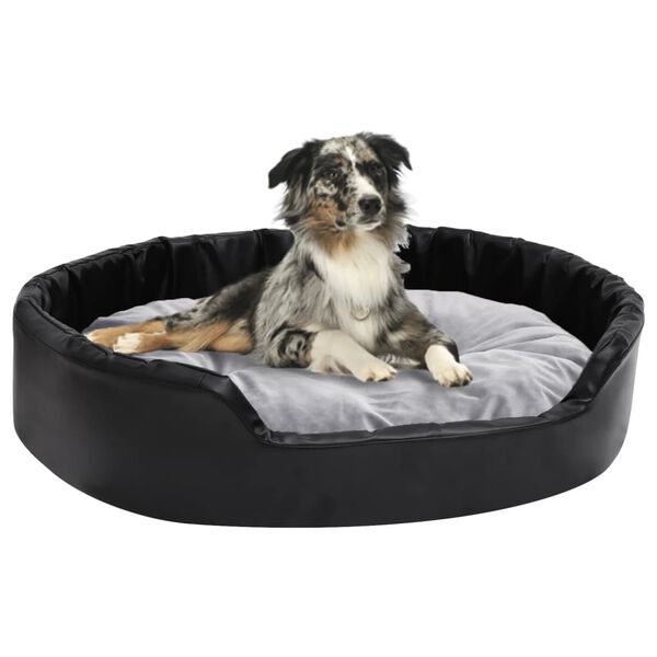 vidaXL Lettino per Cani Nero e Grigio 90x79x20 cm Peluche e Similpelle