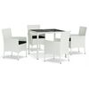 vidaXL Set da Pranzo da Giardino 5 pz con Cuscini in Polyrattan Bianco