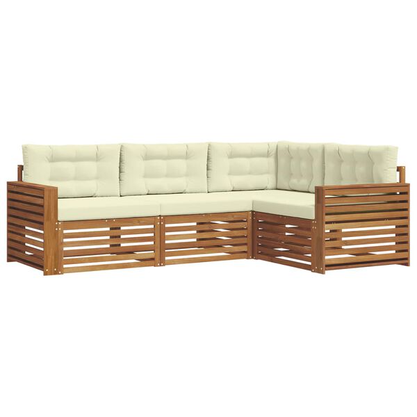 vidaXL Set di divani da esterno con cuscino 4 pcs Naturale e Crema