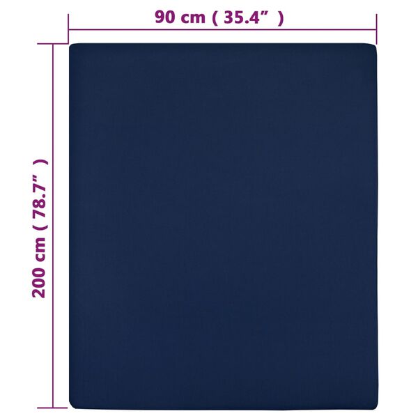 vidaXL Lenzuola con Angoli Jersey 2pz Blu Marino 90x200 cm Cotone
