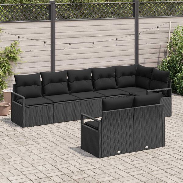 vidaXL Set di divani 8 pcs Nero polyrattan