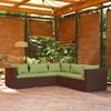 vidaXL Set Divani da Giardino 5 pz con Cuscini in Polyrattan Marrone