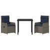 vidaXL Set da Pranzo per Giardino 3 pcs Grigio Poly Rattan