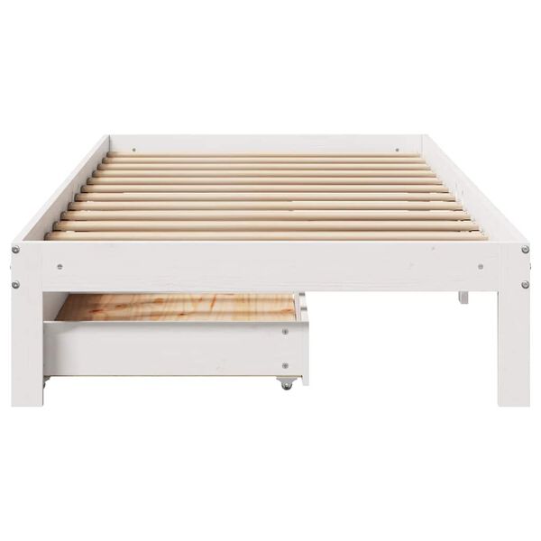 vidaXL Giroletto con Cassetti Bianco 75x190 cm Legno Massello di Pino