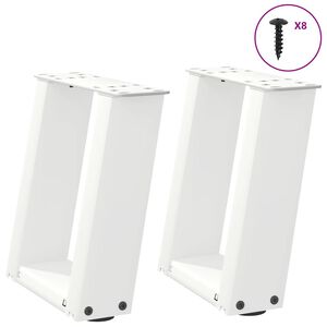 vidaXL Gambe per Tavolino da Caff&egrave; a Forma di U 2 pz Bianche 30x(30-31) cm Acciaio