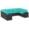 vidaXL Set Divani da Giardino 9 pz con Cuscini Nero in Polyrattan