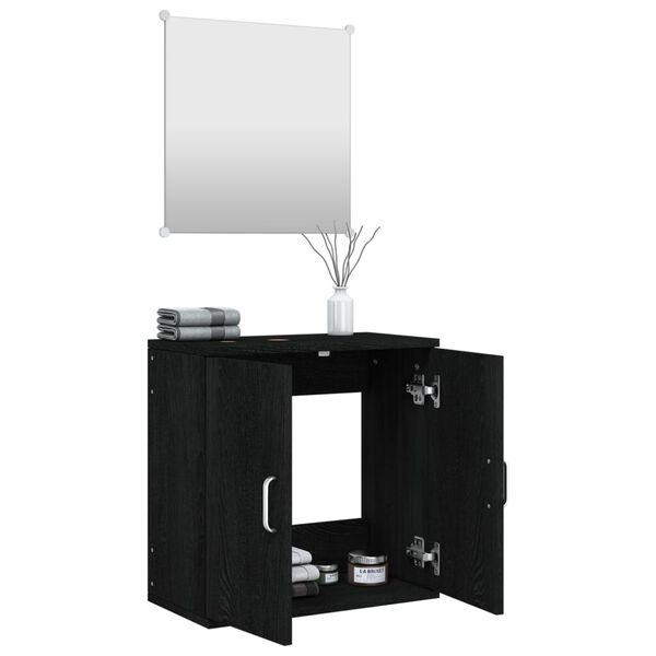 vidaXL Set Mobili da Bagno 2 pz Nero in Legno Multistrato