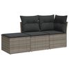 vidaXL Set Divani da Giardino 3 pz con Cuscini Grigio in Polyrattan