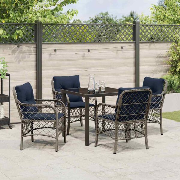 vidaXL Set da Pranzo per Giardino 5 pcs Grigio e Nero Rattan