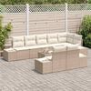 vidaXL Set Divano da Giardino Beige e Crema Poly Rattan