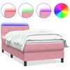 vidaXL Letto a Molle con Materasso e LED Rosa 100x220 cm in Velluto