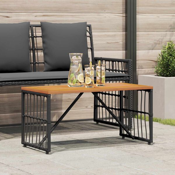 vidaXL Tavolo da Esterno Nero 80 x 40 x 40 cm Acciaio e Polyrattan